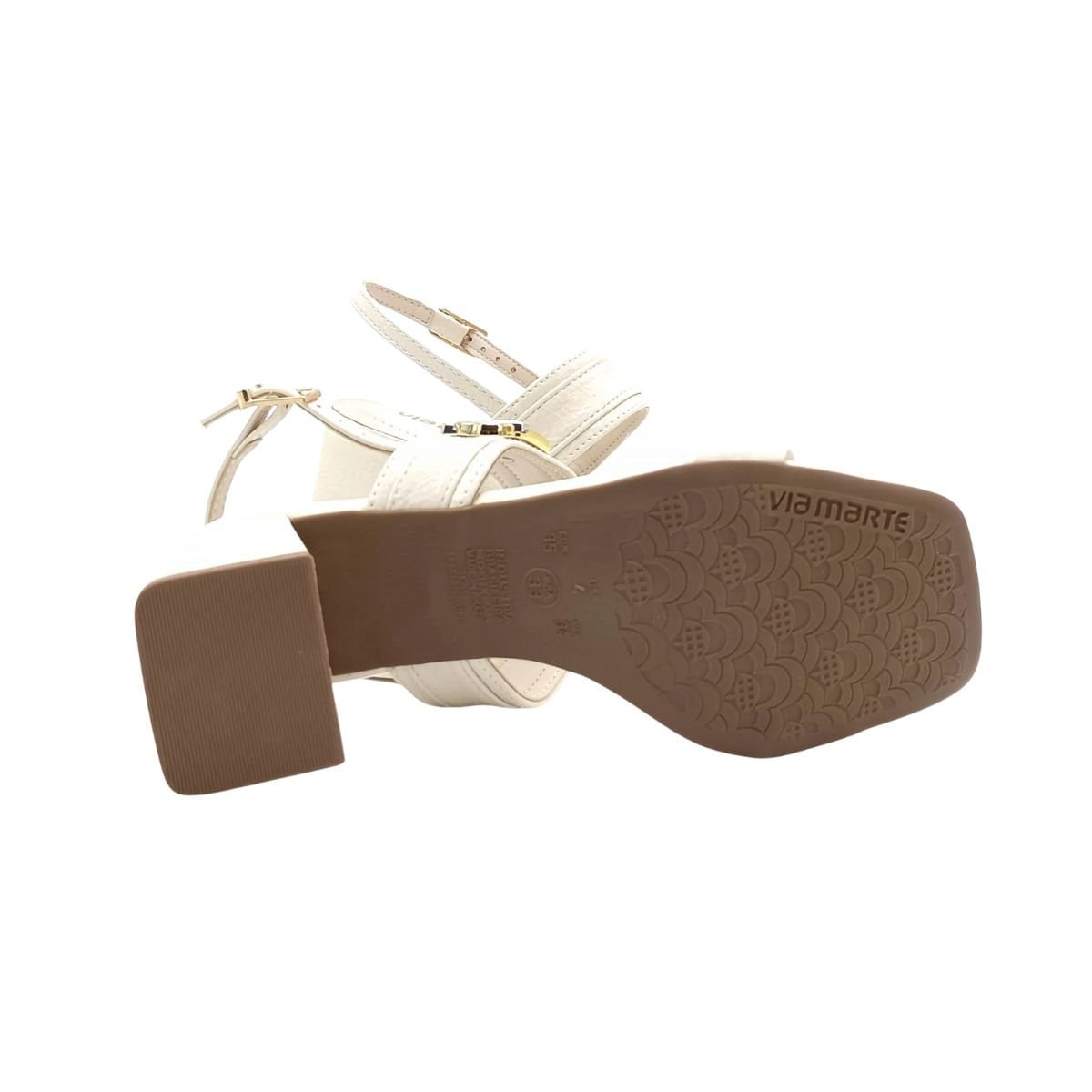 Sandália Feminina Salto Médio Grosso Via Marte Off White Branco 4