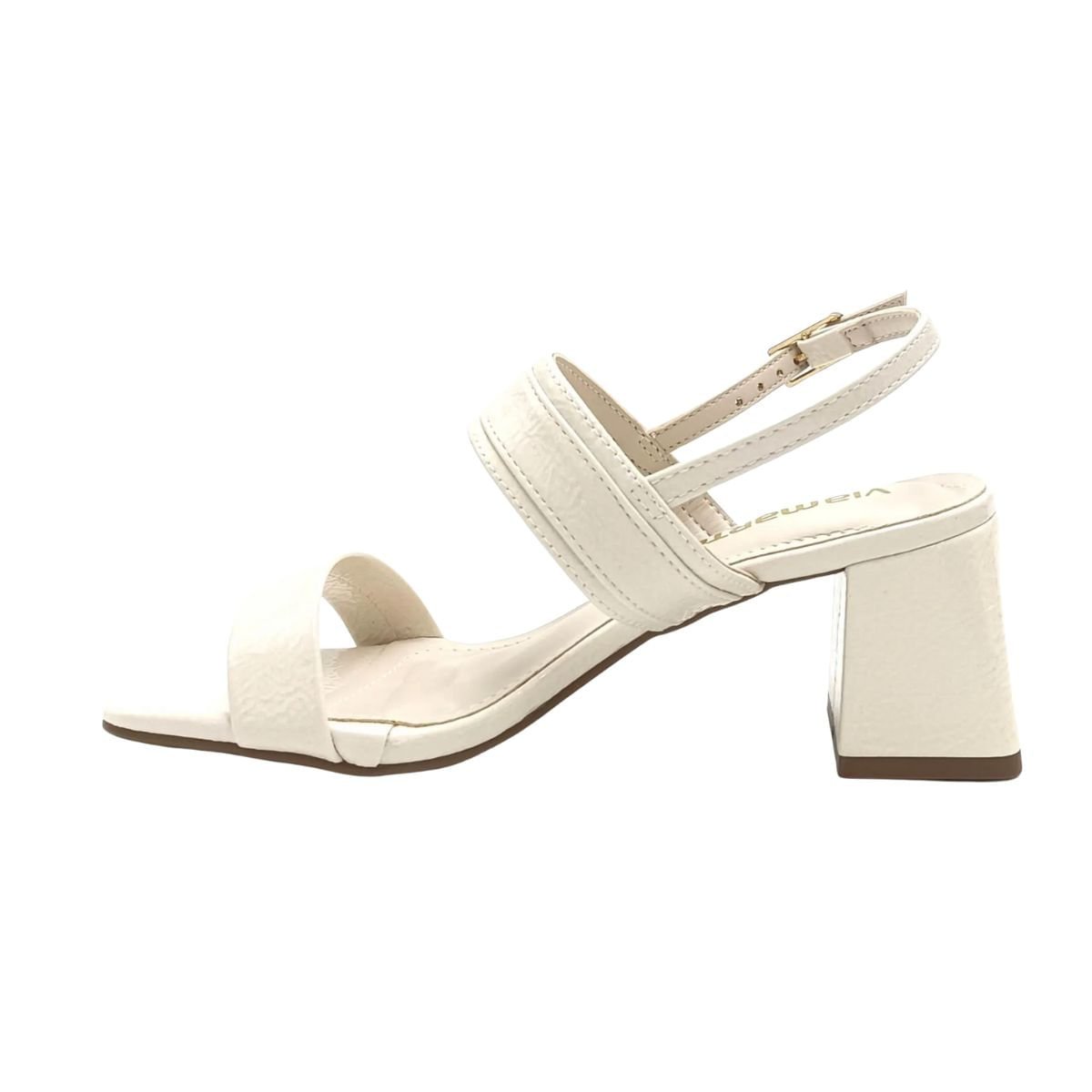 Sandália Feminina Salto Médio Grosso Via Marte Off White Branco 6