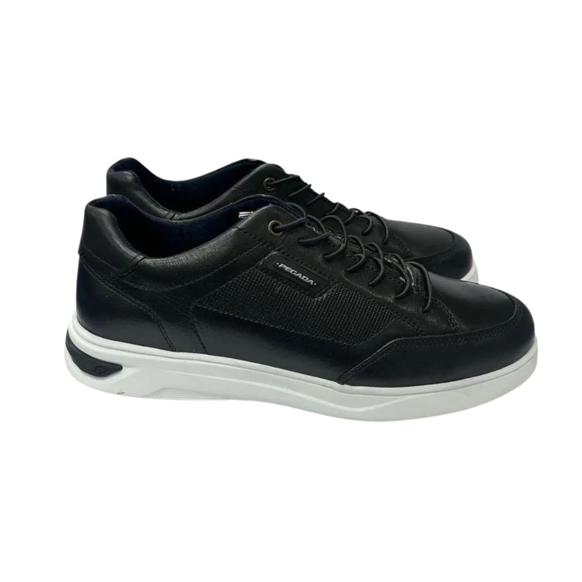 Sapatênis Masculino Em Couro Pegada Preto Preto 2