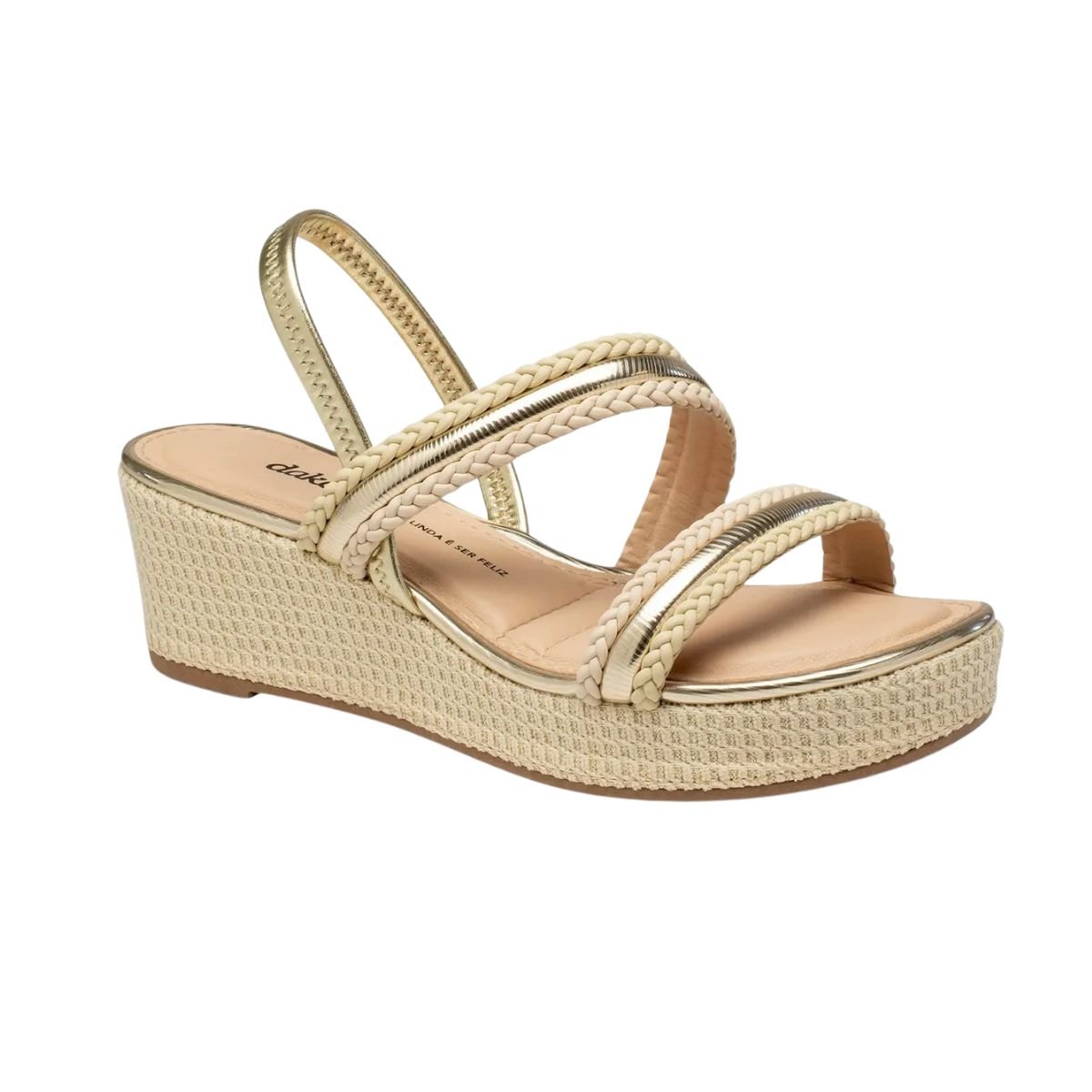 Sandália Feminina Anabela Dakota Creme Bege 2