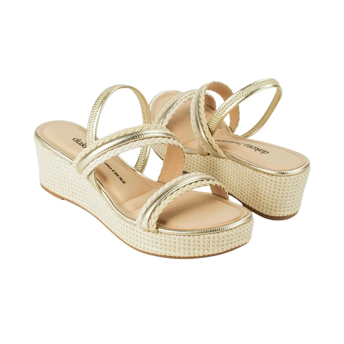 Sandália Feminina Anabela Dakota Creme Bege 4