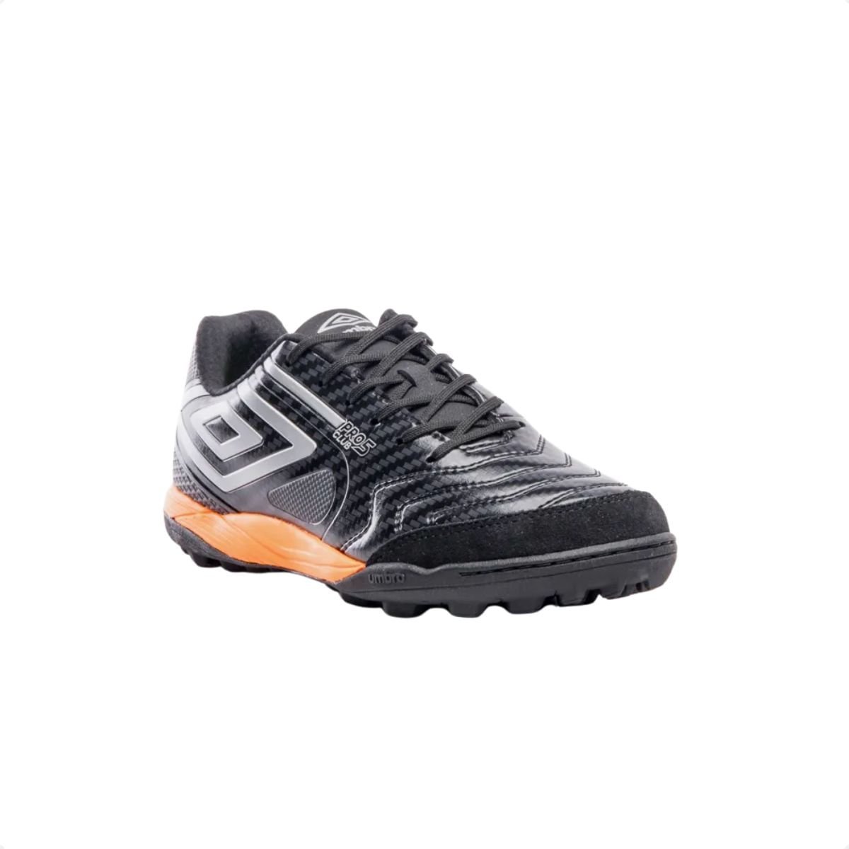 Chuteira Society Umbro Pro 5 Bump Club Preto/Prata/Laranja 2