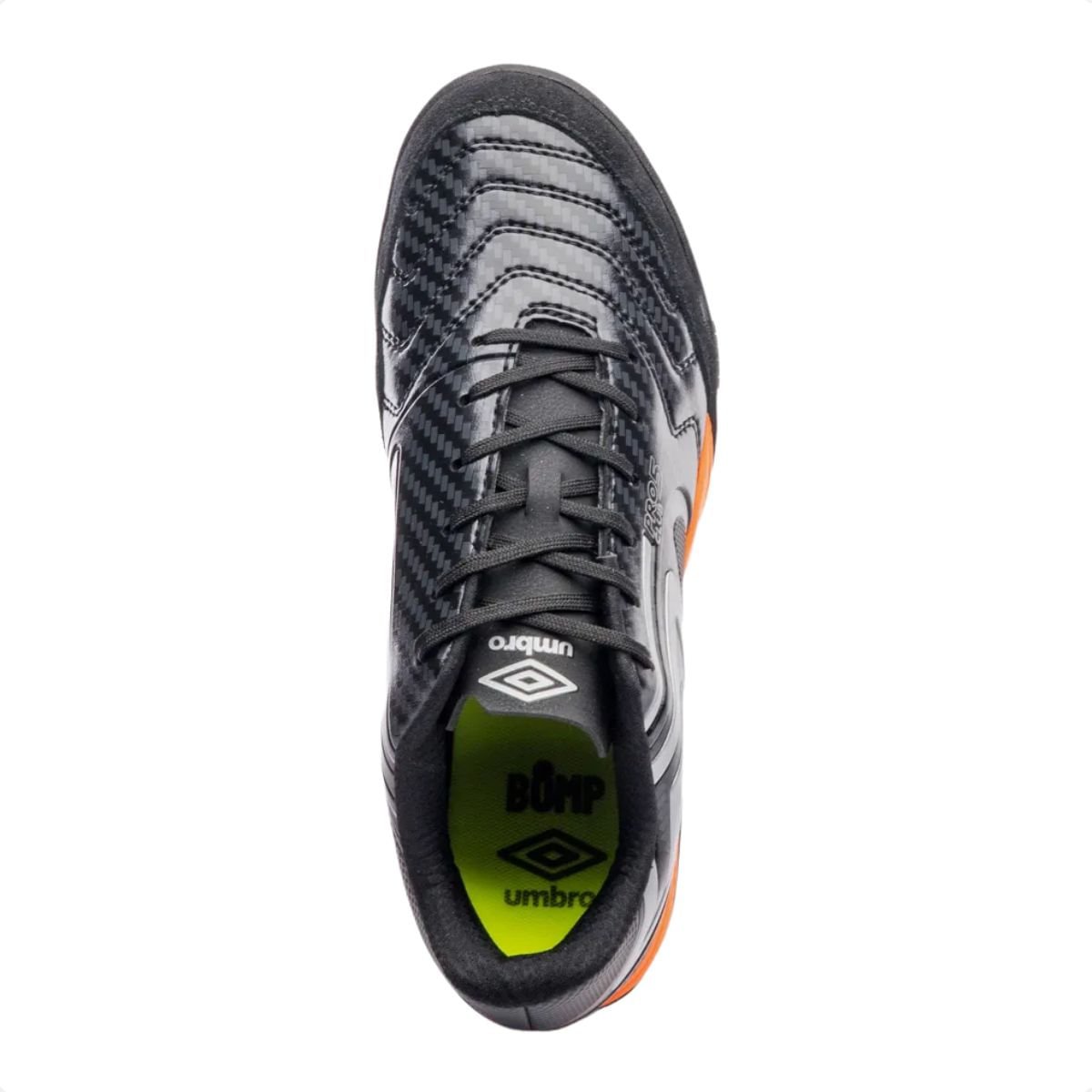 Chuteira Society Umbro Pro 5 Bump Club Preto/Prata/Laranja 6