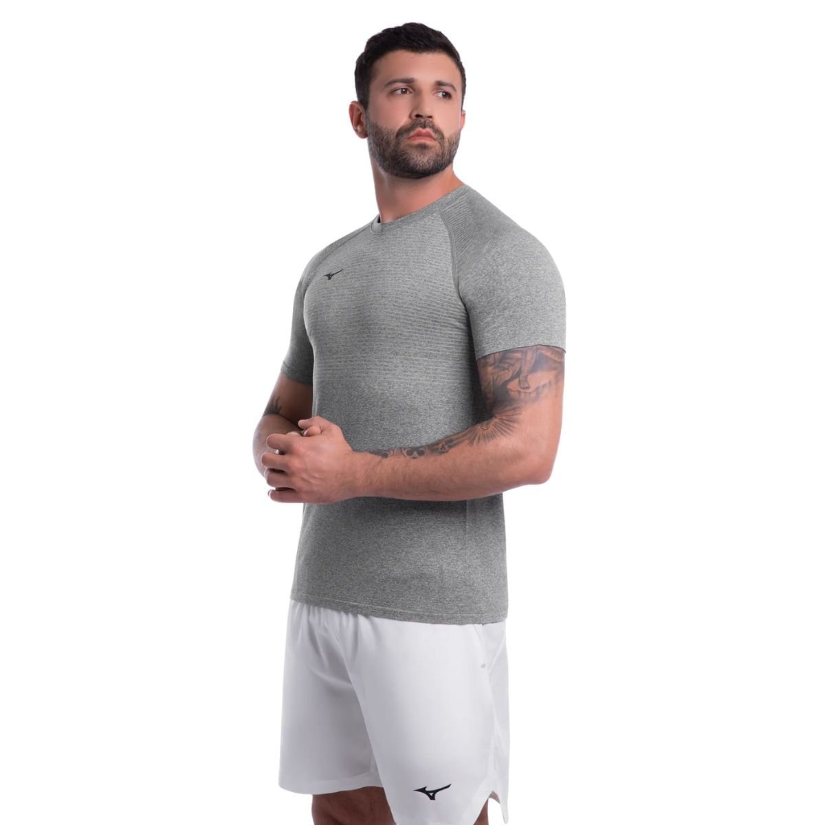 Camiseta Masculina Mizuno Fit 4 New Cinza Cinza 2