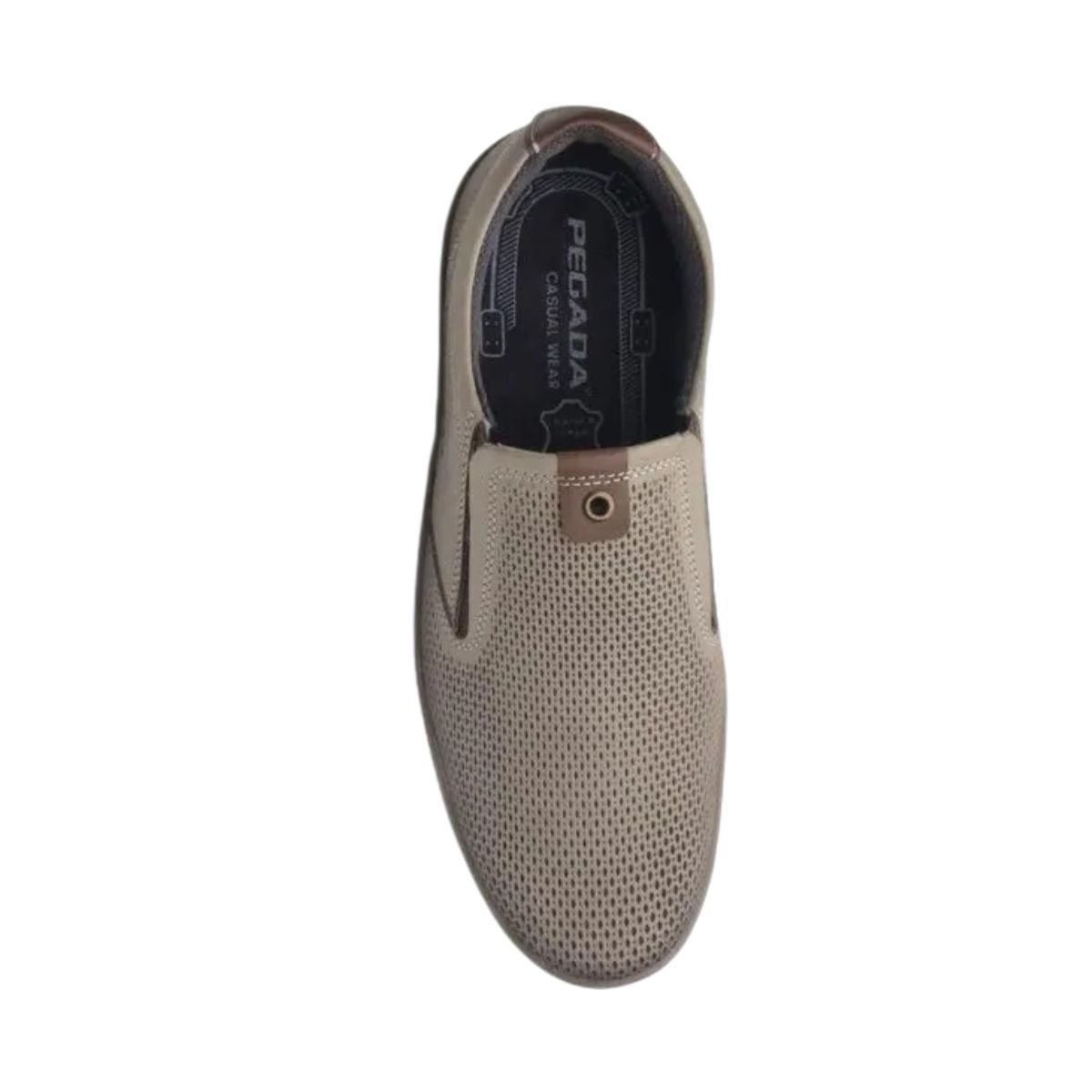 Sapatenis Masculino Slip On Em Couro Pegada Bege Bege 6