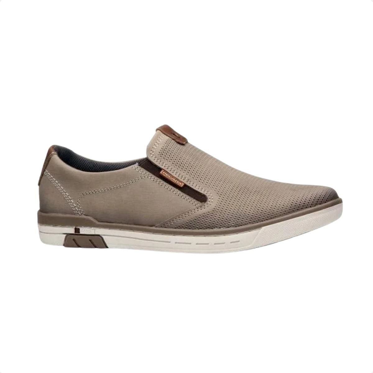Sapatenis Masculino Slip On Em Couro Pegada Bege