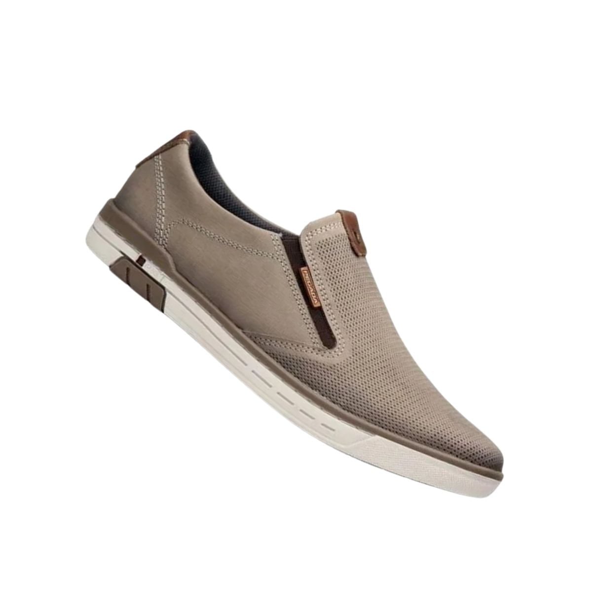 Sapatenis Masculino Slip On Em Couro Pegada Bege Bege 7