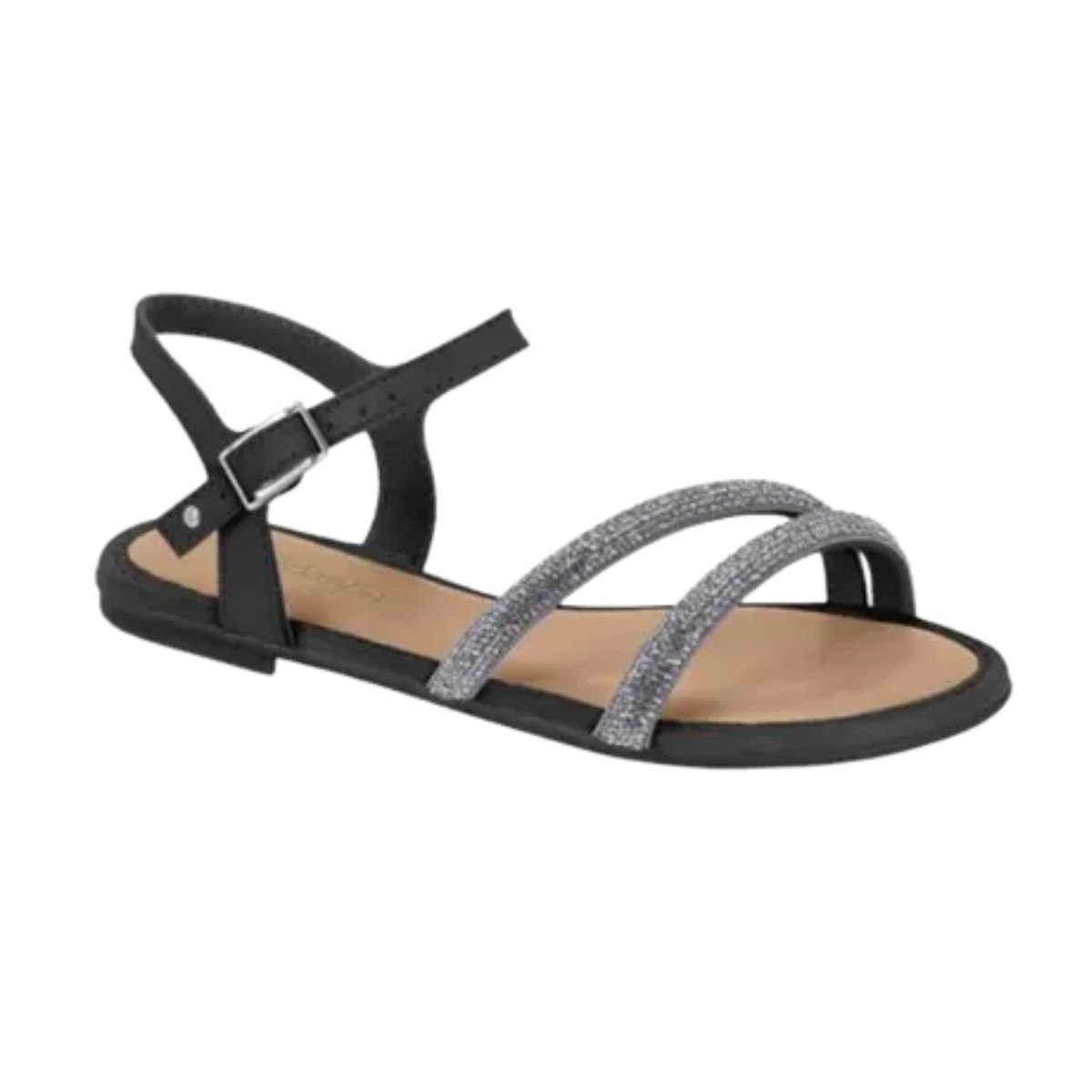 Sandália Infantil Rasteira Molekinha Strass Preta Preto 2
