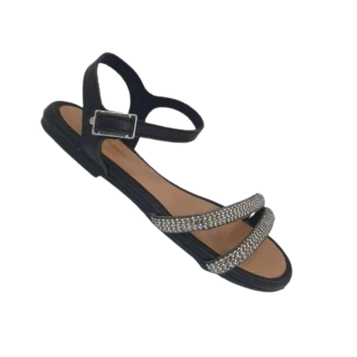 Sandália Infantil Rasteira Molekinha Strass Preta Preto 7