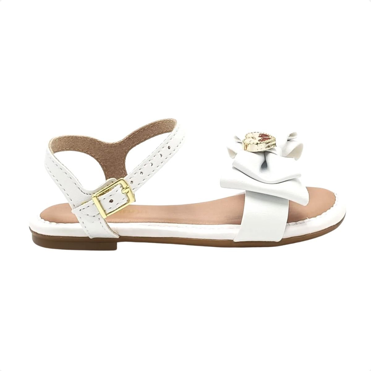 Sandália Infantil Rasteira Molekinha Laço Branca
