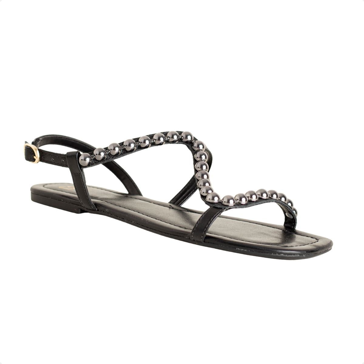 Sandália Rasteira Dm Aurora Preto Preto 2