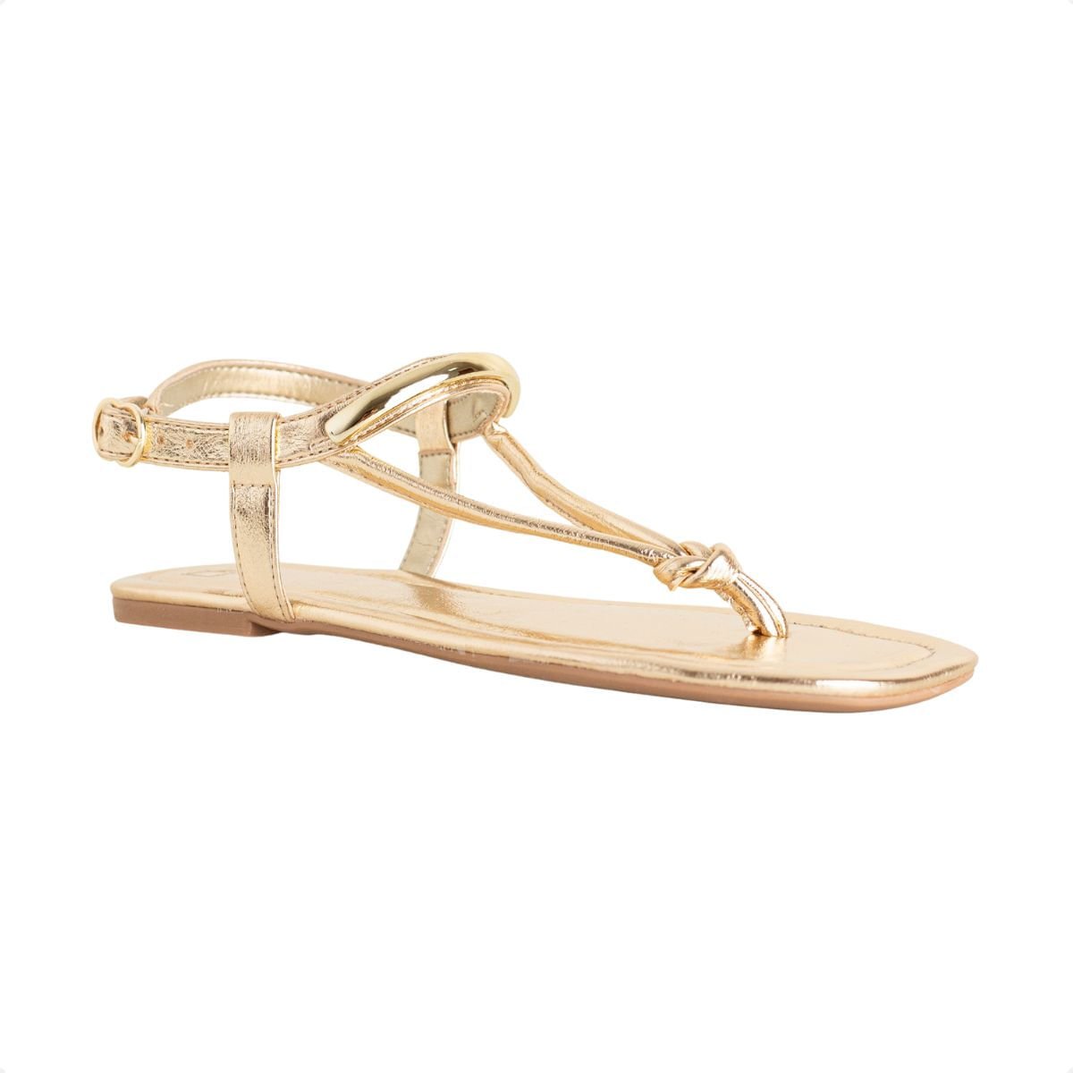 Sandália Rasteira Dm Charm Dourada Ouro Light 2