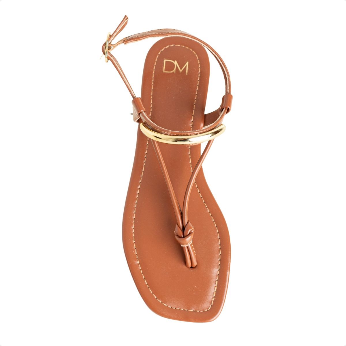 Sandália Rasteira Dm Charm Terracota Caramelo 6