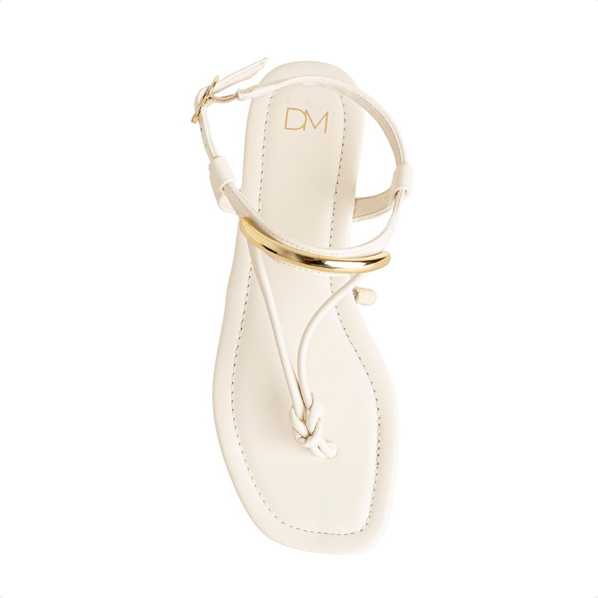 Sandália Rasteira Dm Charm Off White Marfim 6