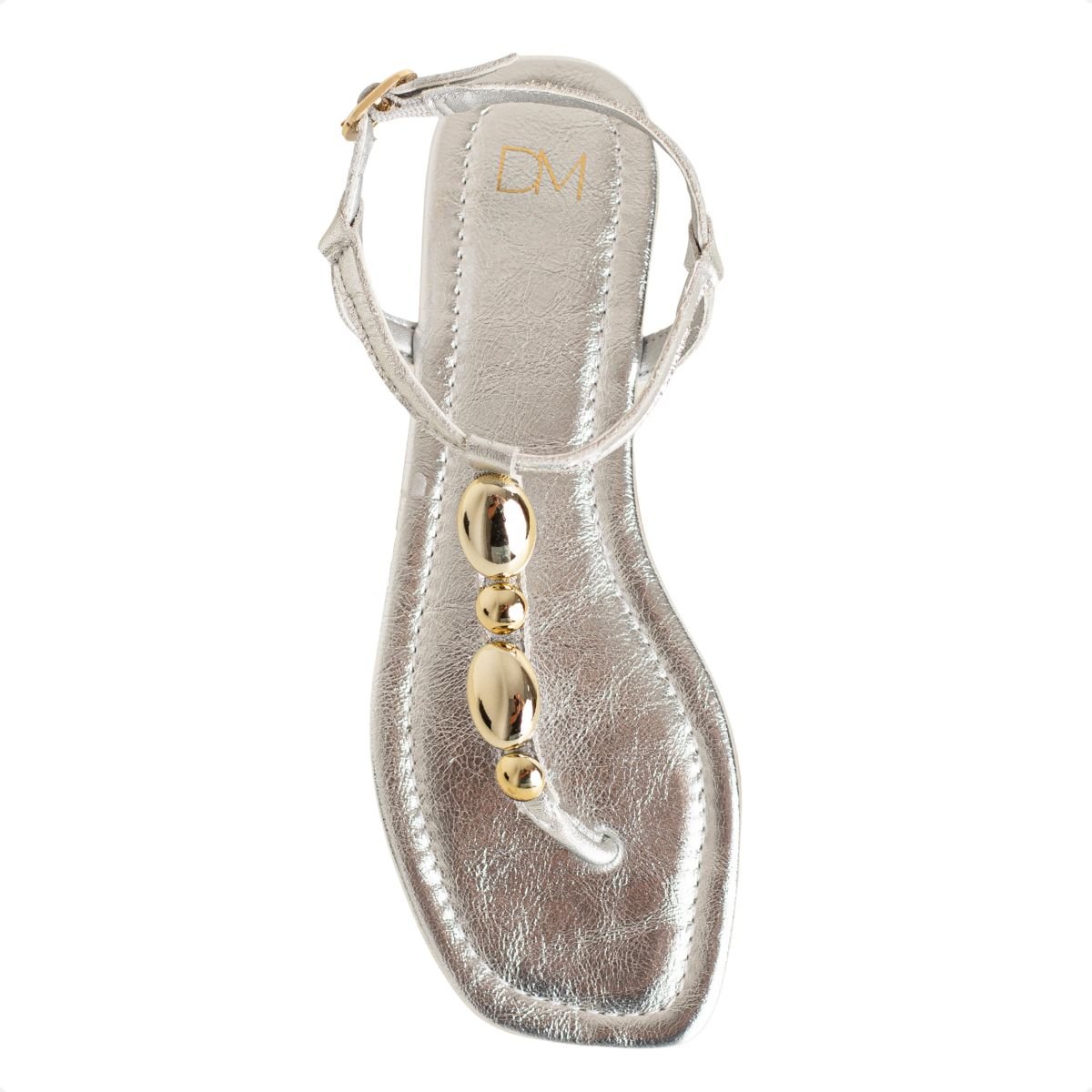 Sandália Rasteira Dm Lumi Prata Prata 6