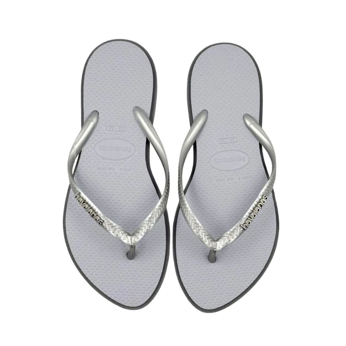 Chinelo Feminino Dedo Havaianas Slim Point Cinza Cinza Aço 3