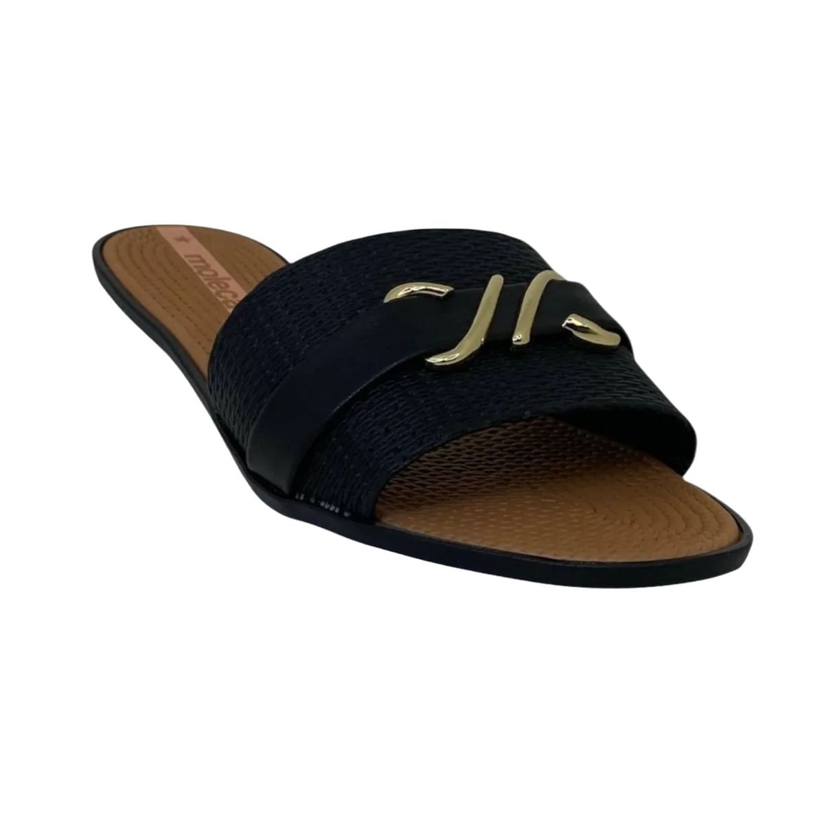 Tamanco Feminino Rasteiro Moleca Preto Preto 2