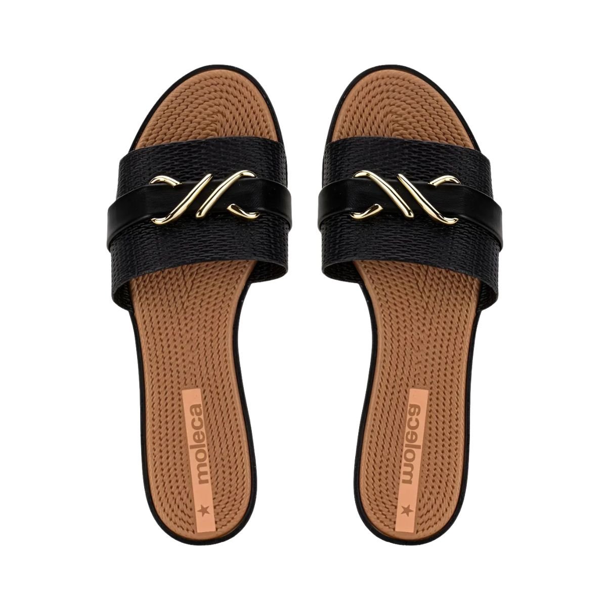 Tamanco Feminino Rasteiro Moleca Preto Preto 3