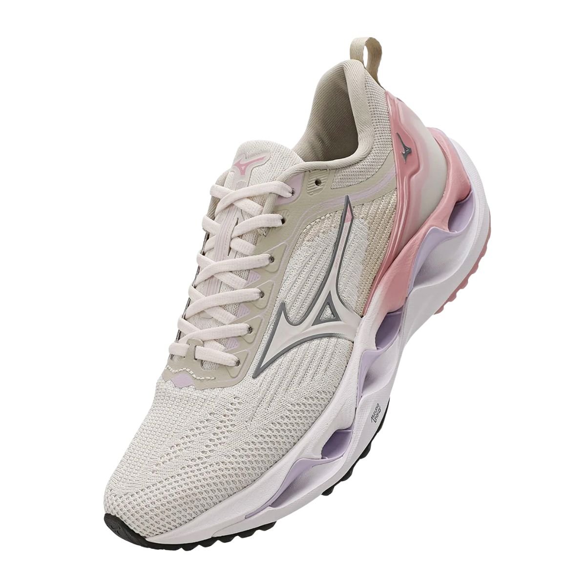 Tenis Running Fem Running Mizuno Miz Wave Stratos 3 Branco/Rosa/Roxo 2