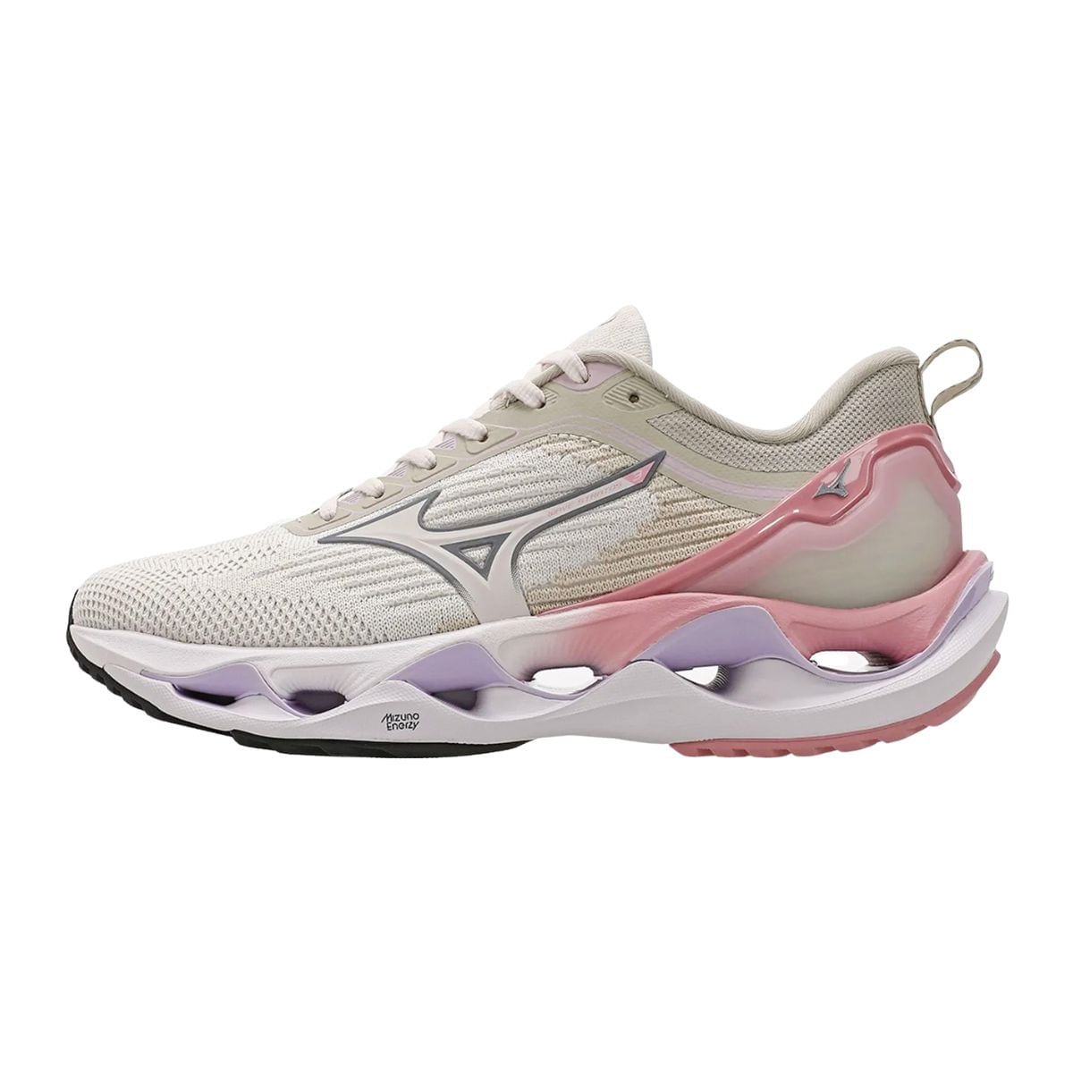 Tenis Running Fem Running Mizuno Miz Wave Stratos 3 Branco/Rosa/Roxo 7