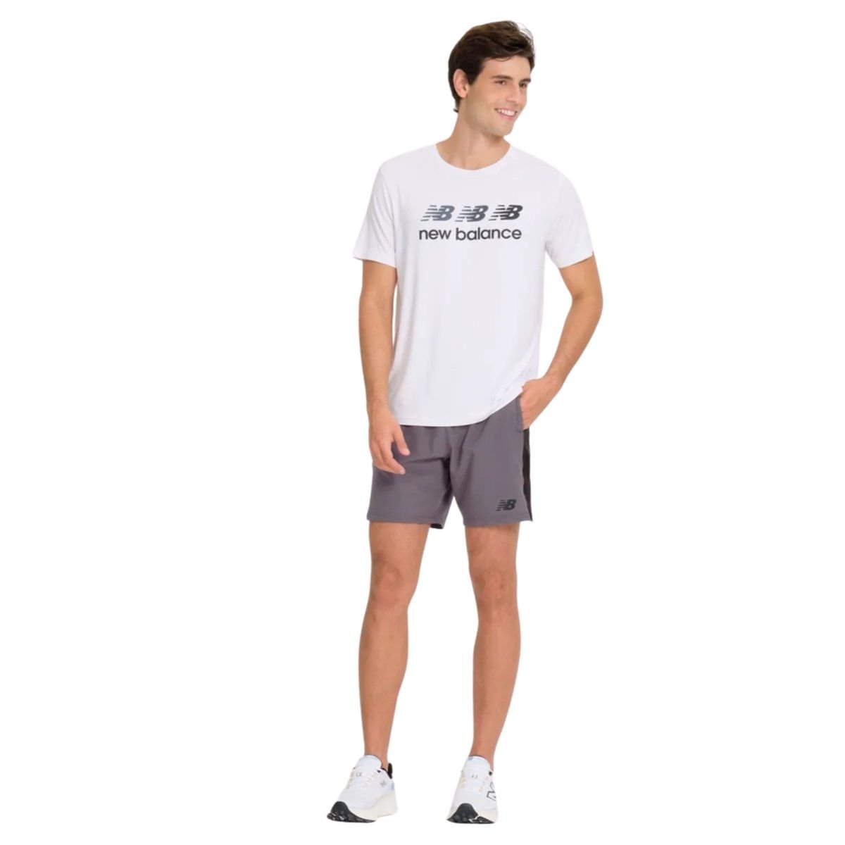 Bermuda Masculina Tenacity Logo 7 New Balance Cinza Cinza 5