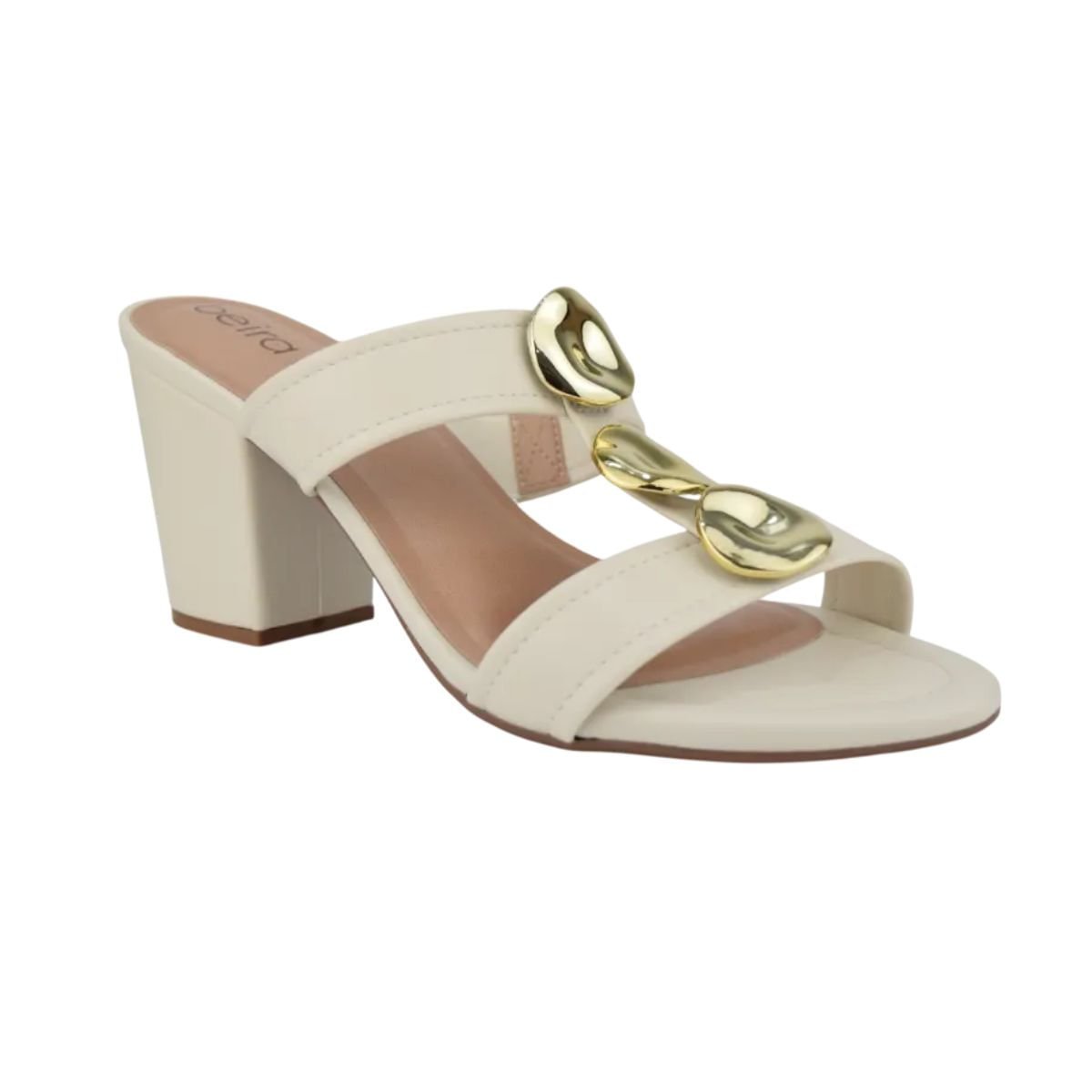 Tamanco Feminino Salto Médio Grosso Beira Rio Off White Branco 2