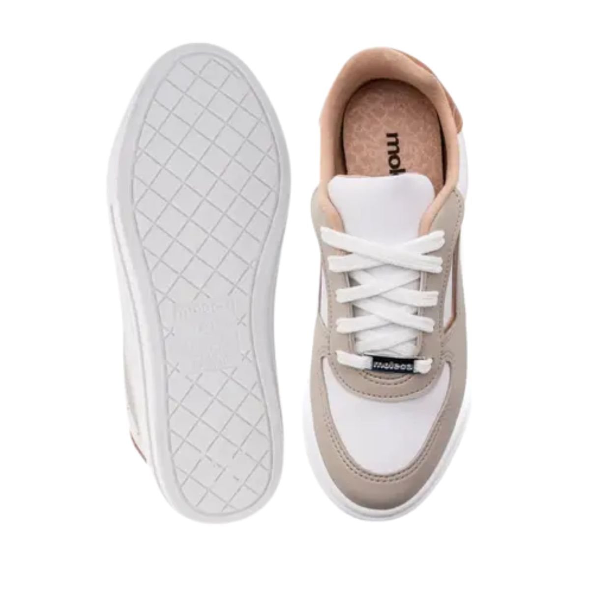 Tênis Moda Feminino Original Moleca Branco Branco/Nude 4