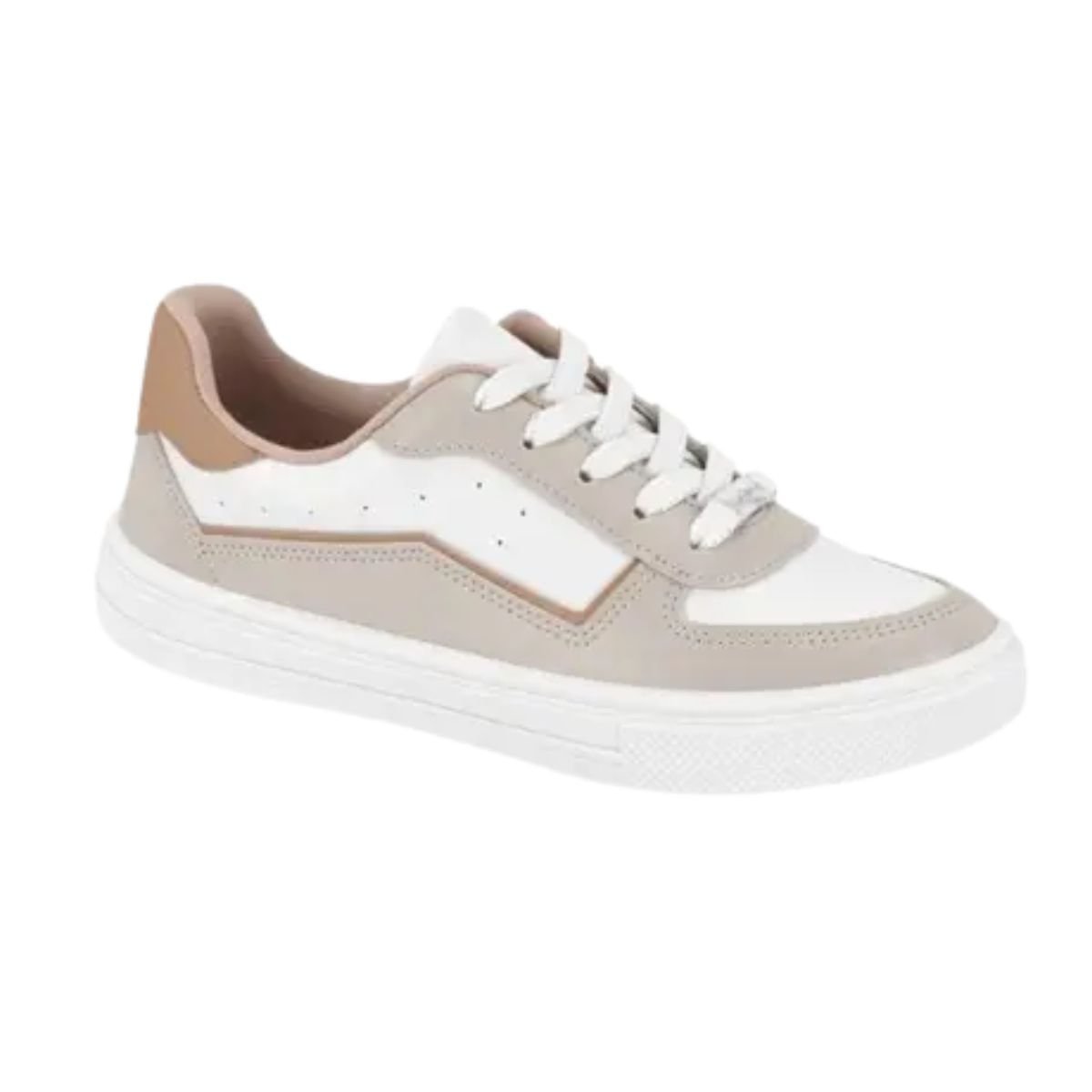 Tênis Moda Feminino Original Moleca Branco Branco/Nude 2