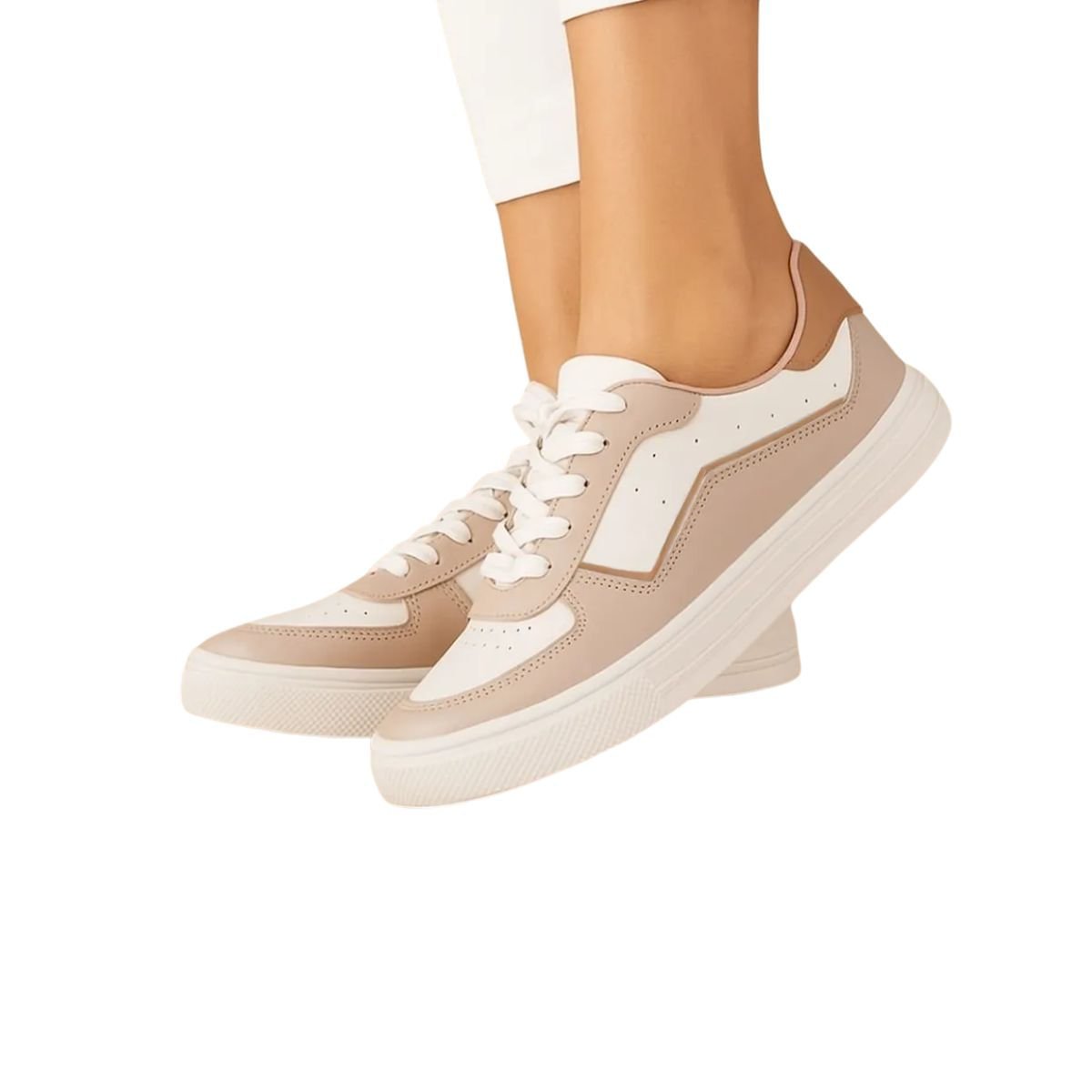 Tênis Moda Feminino Original Moleca Branco Branco/Nude 3