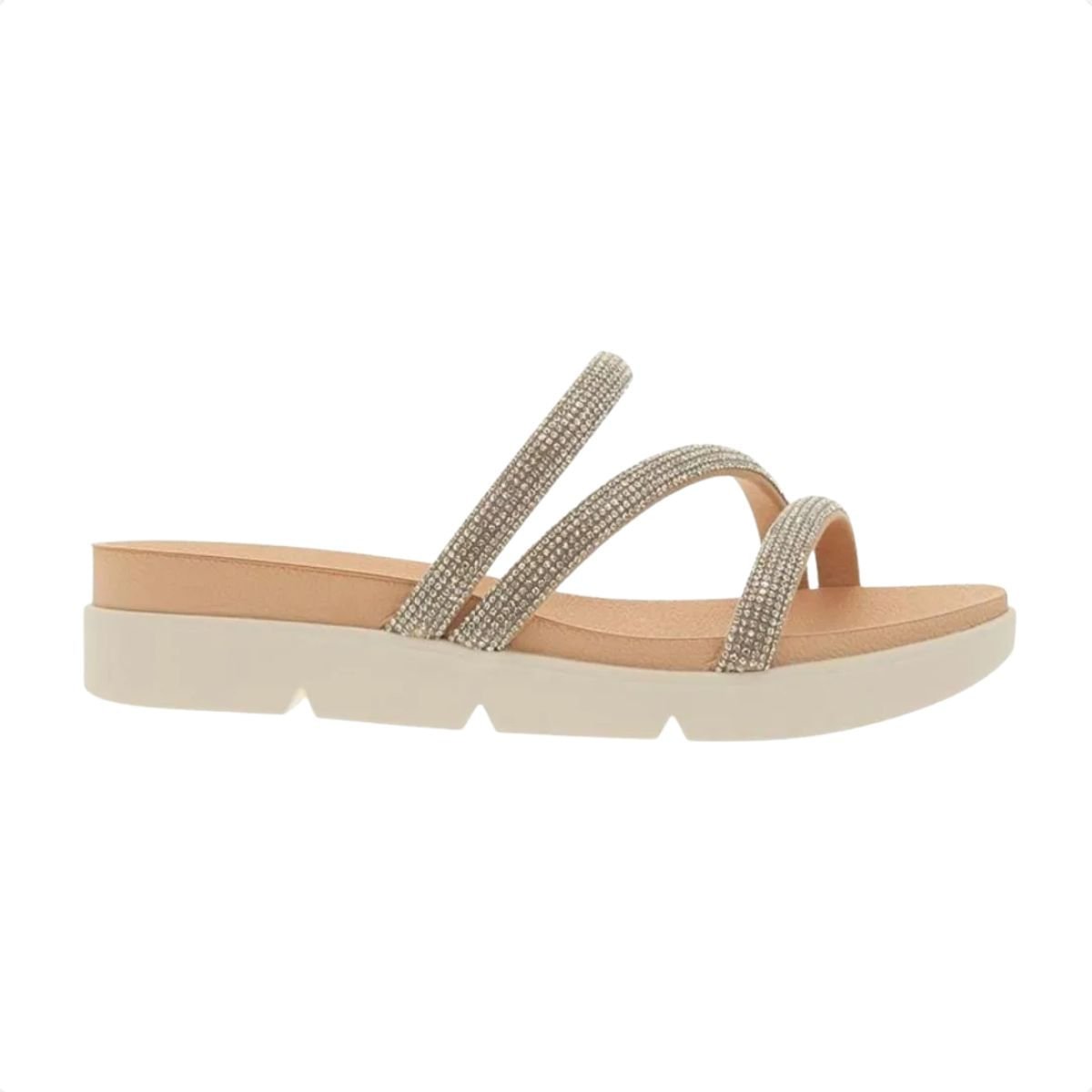 Tamanco Feminino Anabela Strass Beira Rio Nude