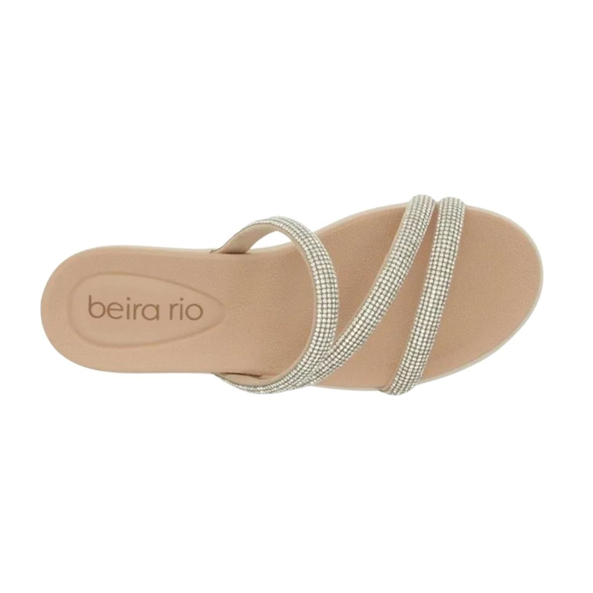Tamanco Feminino Anabela Strass Beira Rio Nude Branco 3