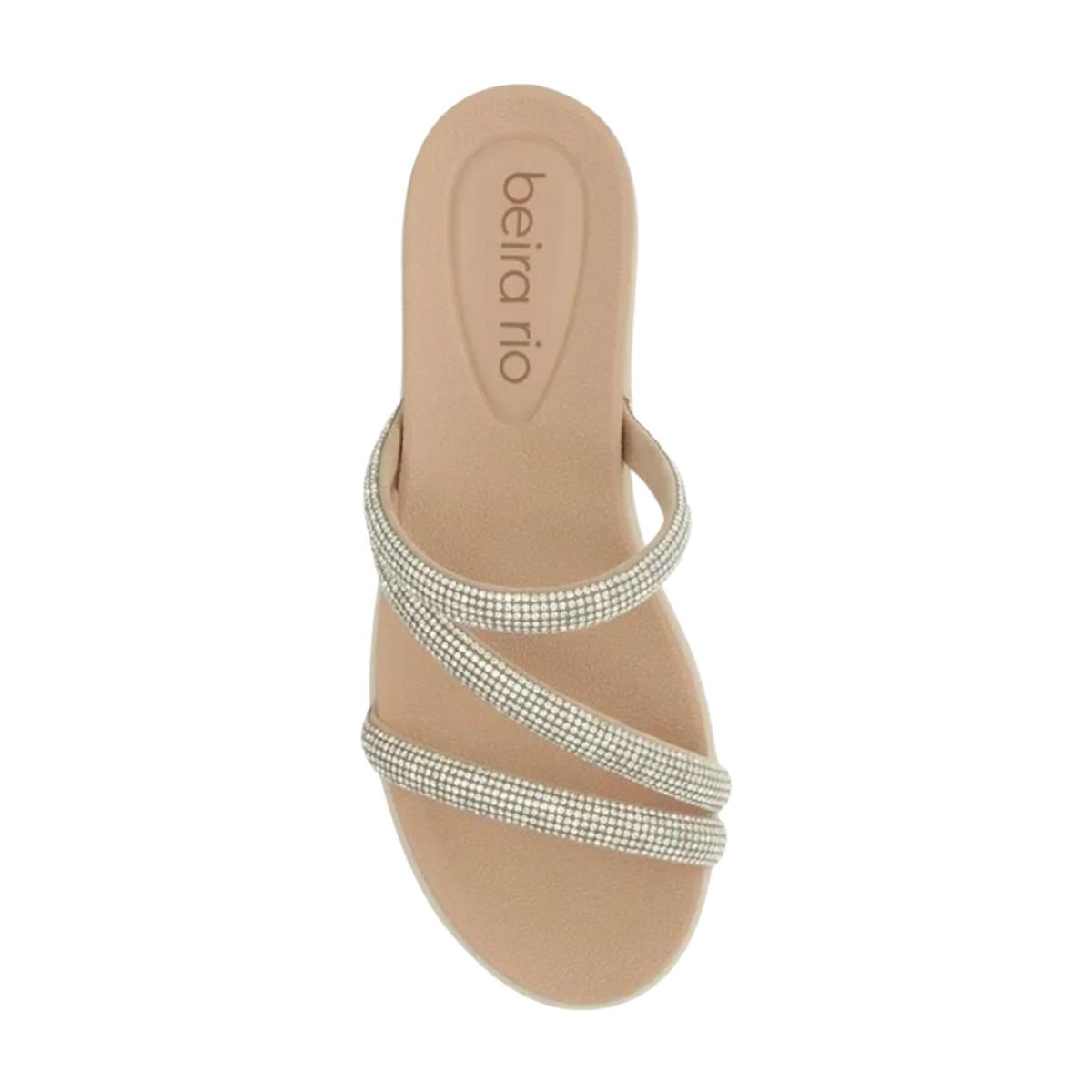 Tamanco Feminino Anabela Strass Beira Rio Nude Branco 6