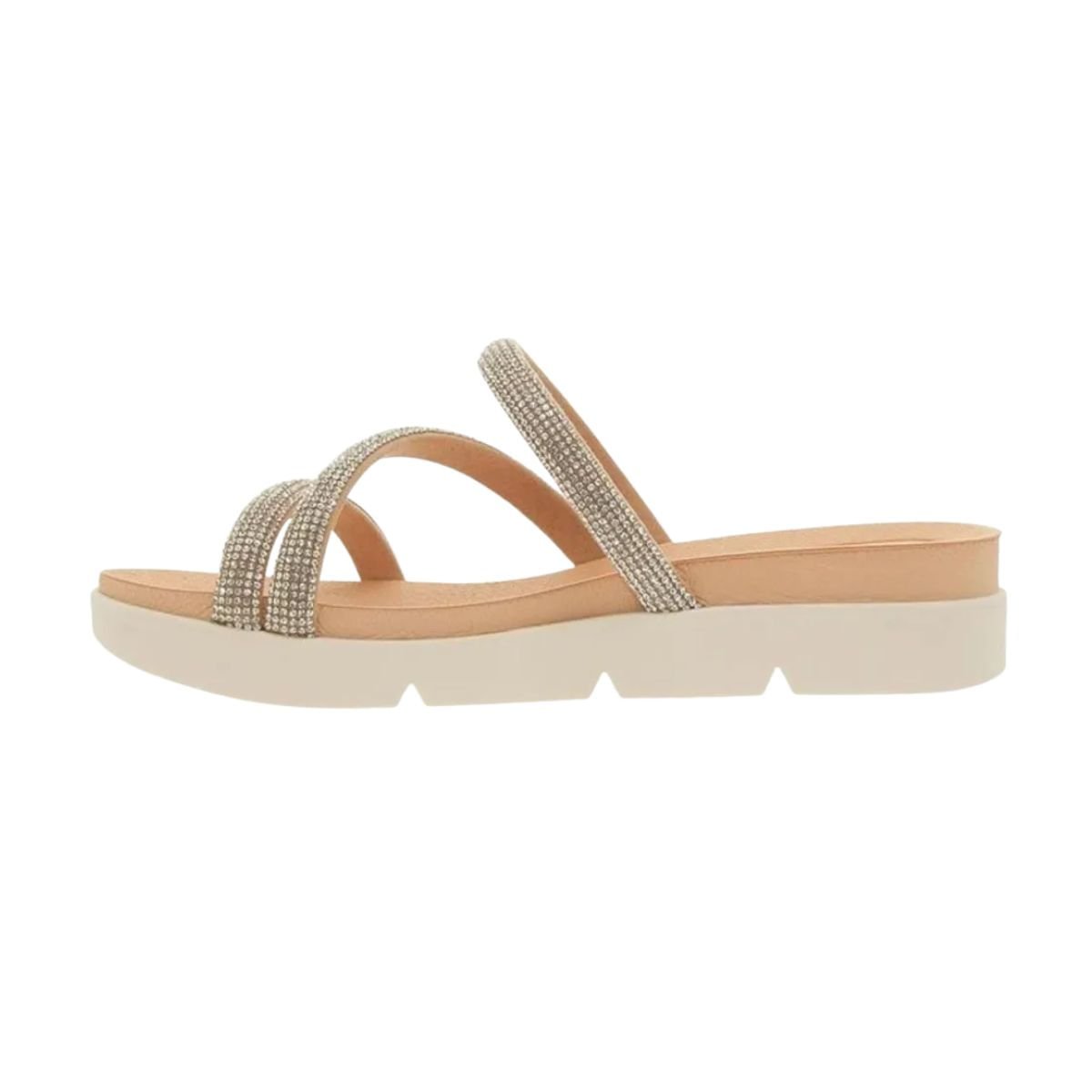 Tamanco Feminino Anabela Strass Beira Rio Nude Branco 7