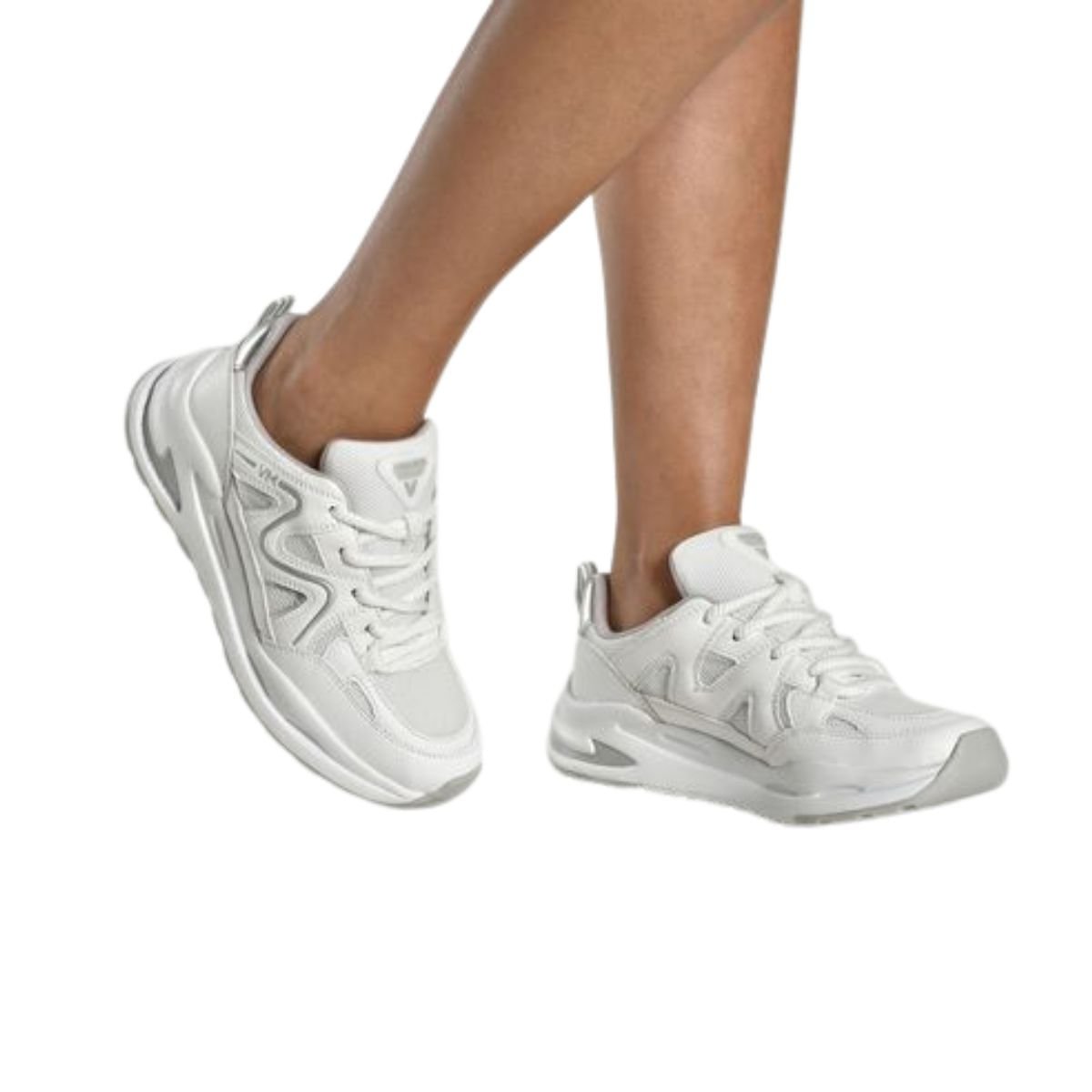 Tênis Moda Feminino Via Marte Branco E Prata Branco 3