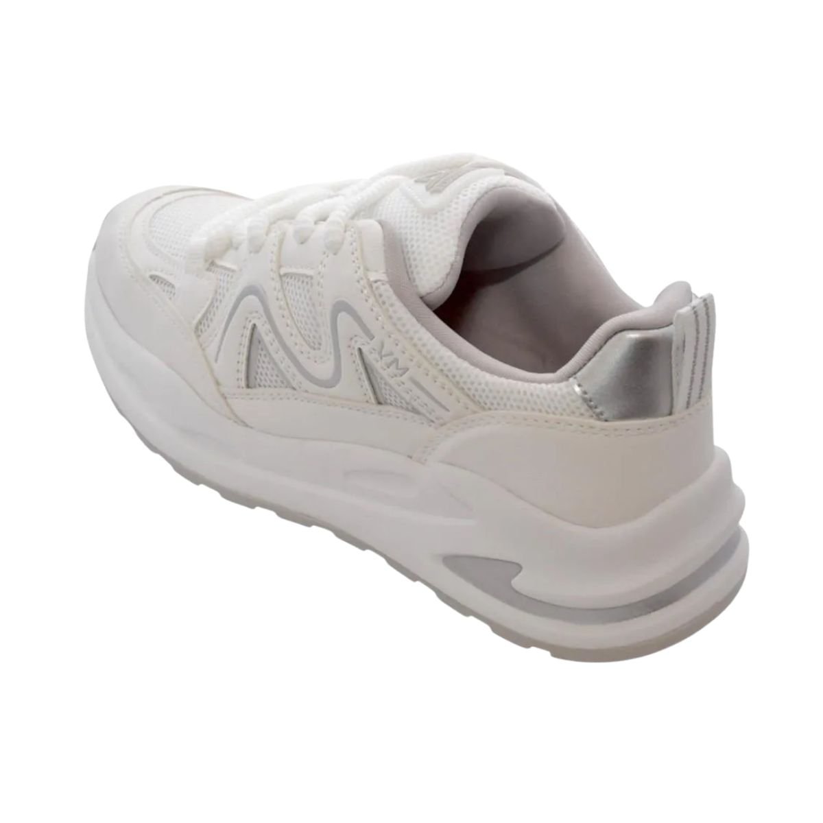 Tênis Moda Feminino Via Marte Branco E Prata Branco 7