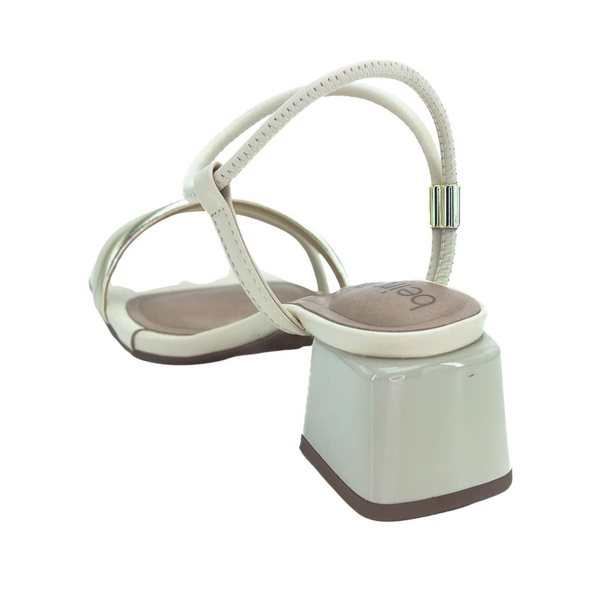 Sandalia Feminina Salto Médio Grosso Beira Rio Creme Branco 5