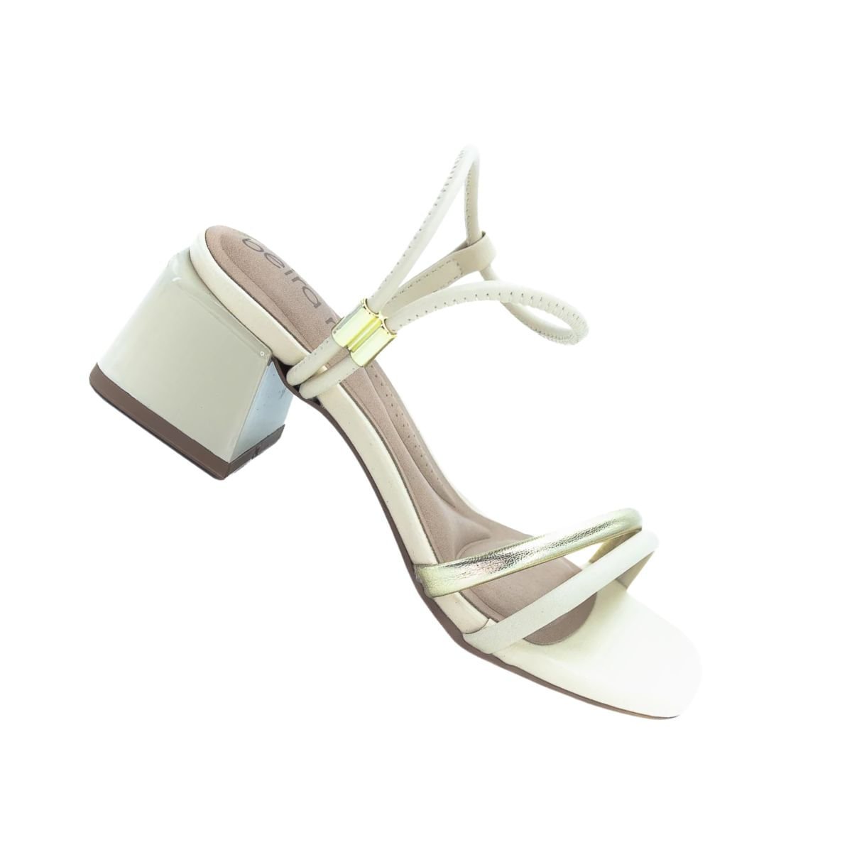 Sandalia Feminina Salto Médio Grosso Beira Rio Creme Branco 7