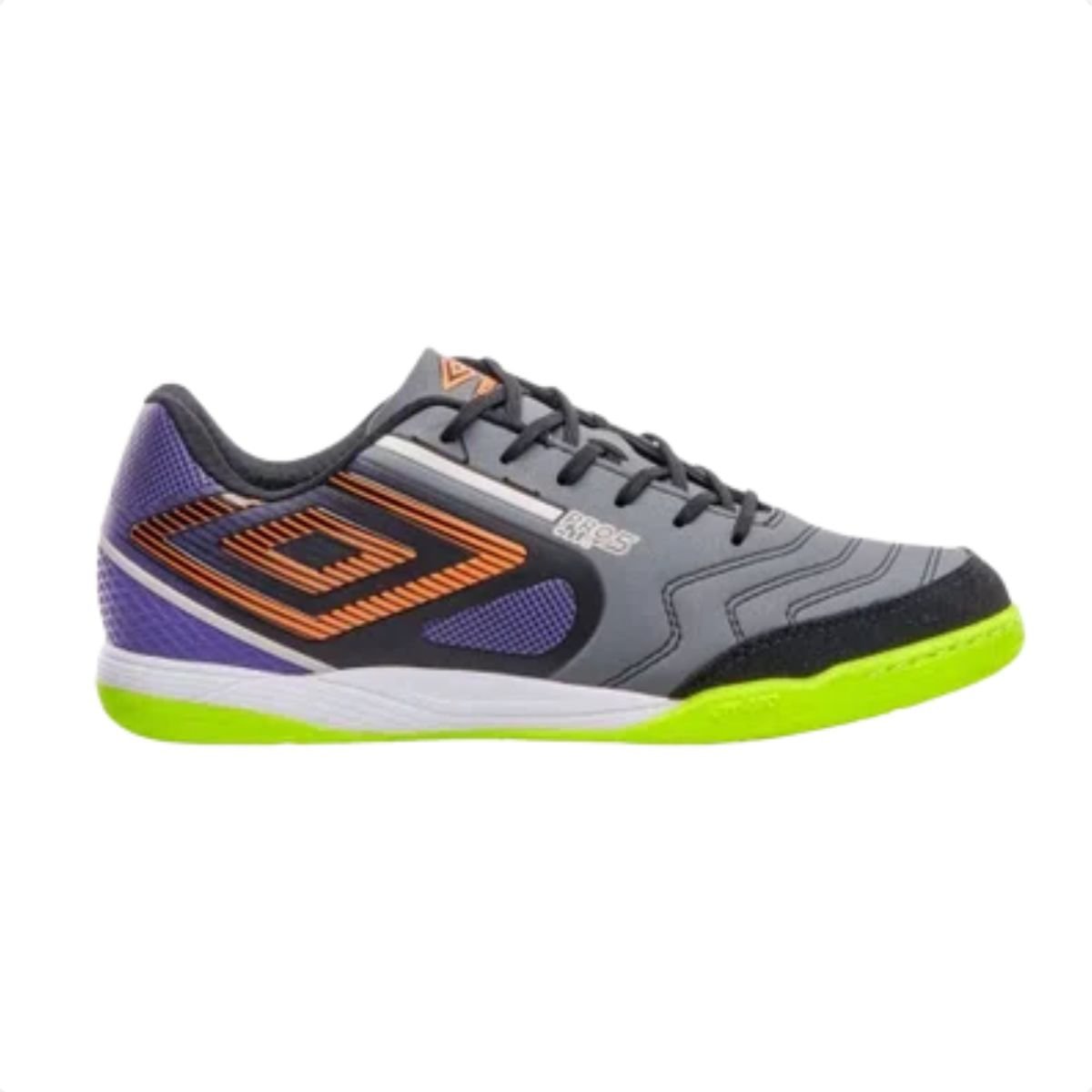 Chuteira Indoor Masculina Umbro Pro 5 Bump Club Cinza E Roxa