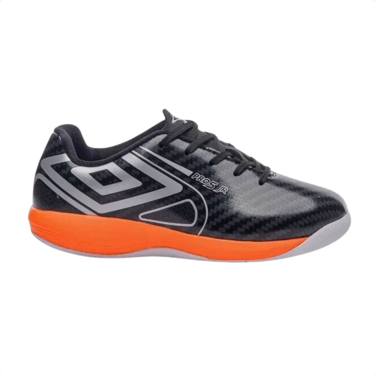 Chuteira Indoor Masculina Umbro Pro 5 Júnior Preta E Laranja