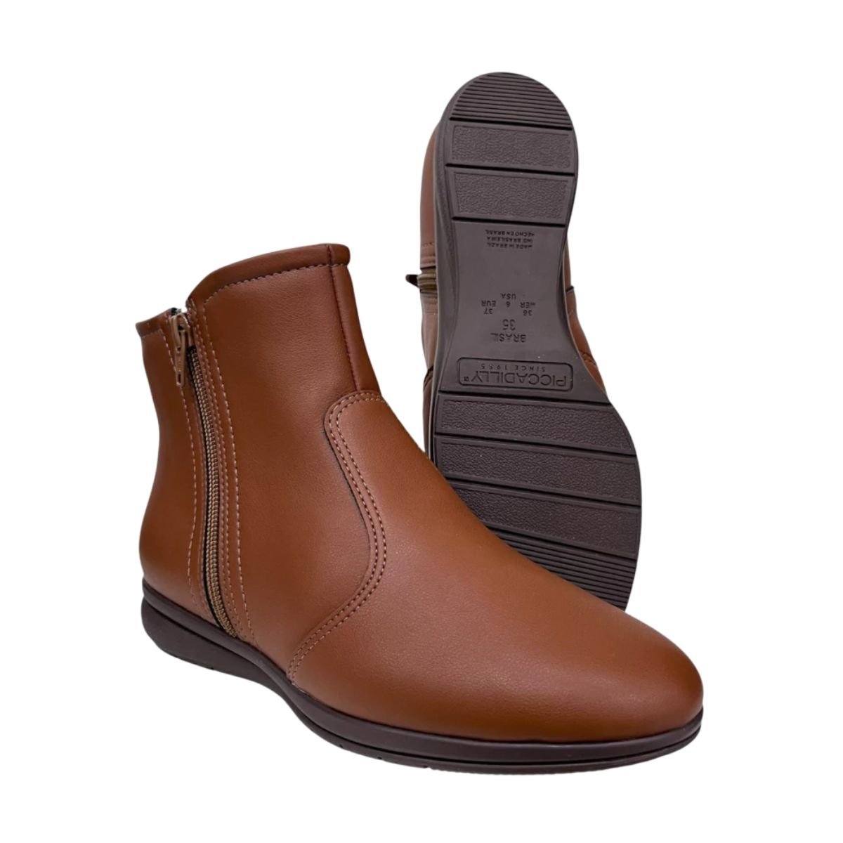 Bota Feminina Rasteira Cano Baixo Piccadilly Marrom Marrom 4
