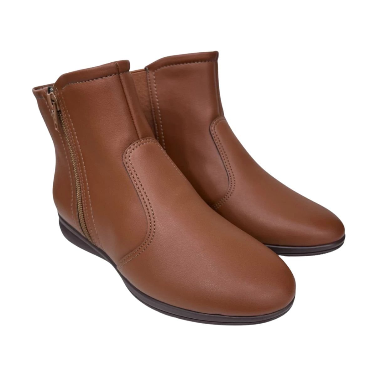 Bota Feminina Rasteira Cano Baixo Piccadilly Marrom Marrom 3