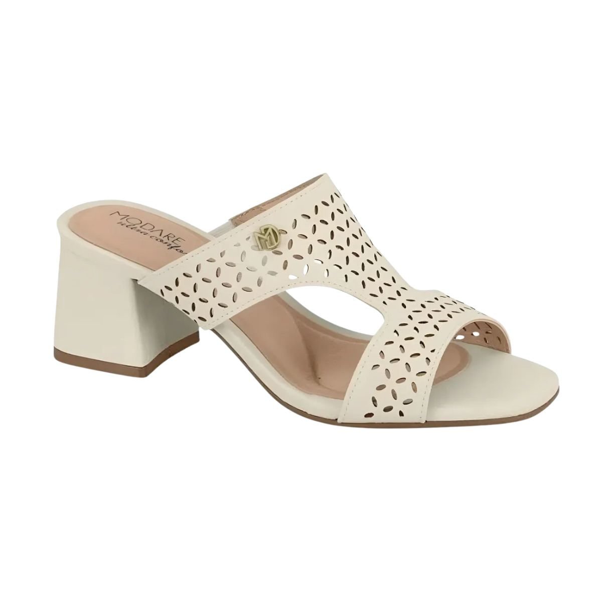 Tamanco Feminino Salto Médio Grosso Modare Off White Branco 2