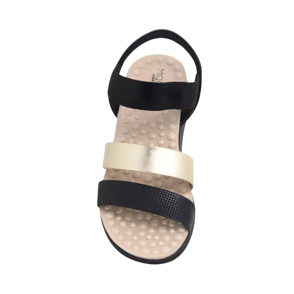 Sandália Feminina Anabela Ortopédica Modare Preta Dourado/Preto 3