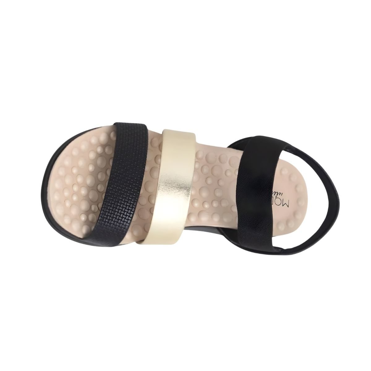 Sandália Feminina Anabela Ortopédica Modare Preta Dourado/Preto 6