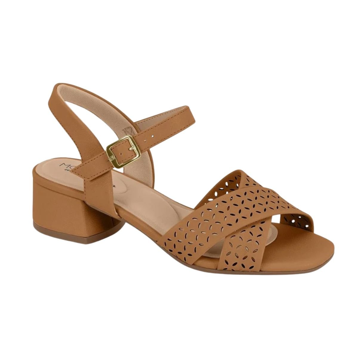 Sandália Feminina Salto Baixo Grosso Modare Marrom Camel 2