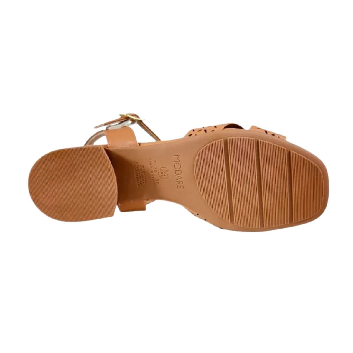 Sandália Feminina Salto Baixo Grosso Modare Marrom Camel 5