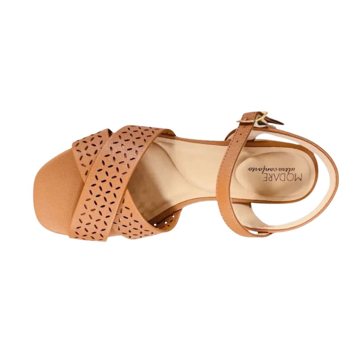 Sandália Feminina Salto Baixo Grosso Modare Marrom Camel 6