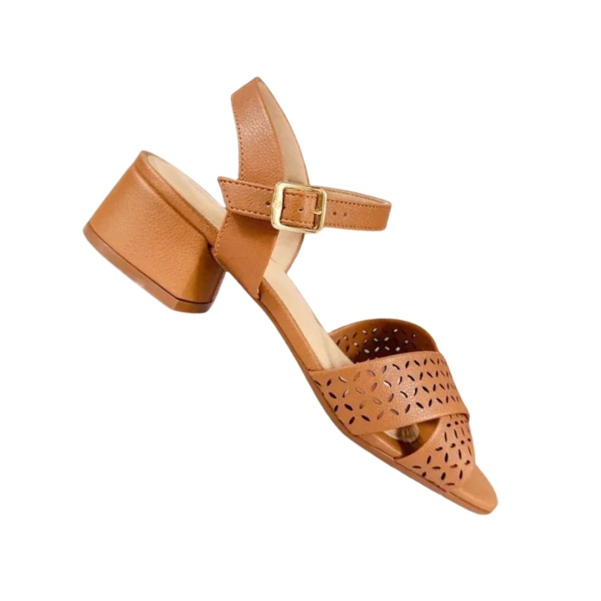 Sandália Feminina Salto Baixo Grosso Modare Marrom Camel 7