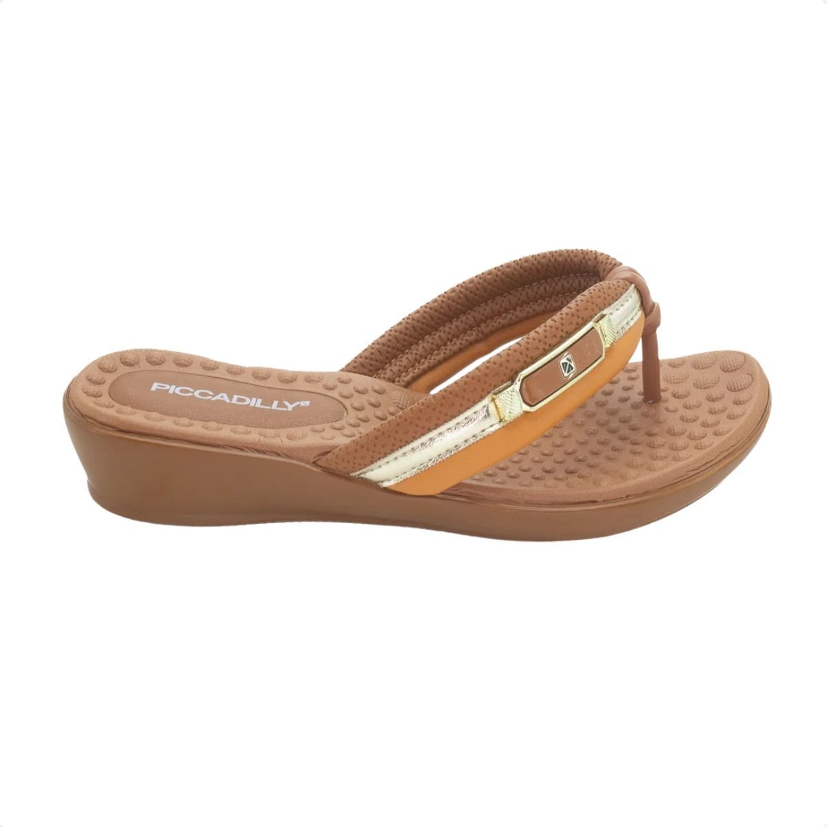 Chinelo Feminino Dedo Anabela Piccadilly Marrom Bege 1