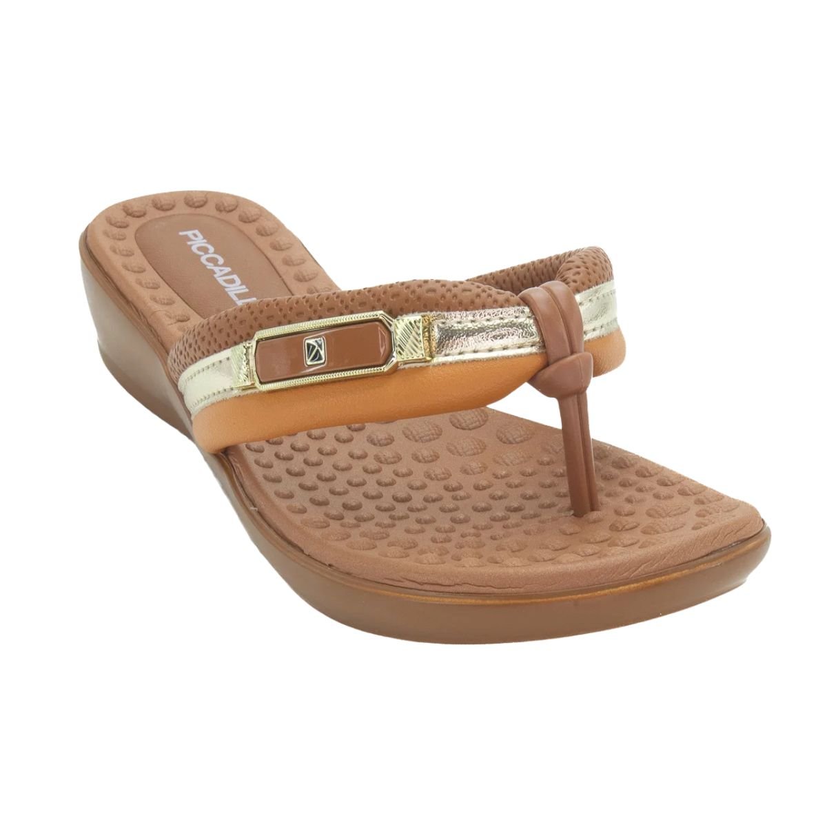 Chinelo Feminino Dedo Anabela Piccadilly Marrom Bege 2